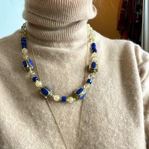 Cosmic Creations by Carol Childs lapis gold lame beads with crystals $175 17”